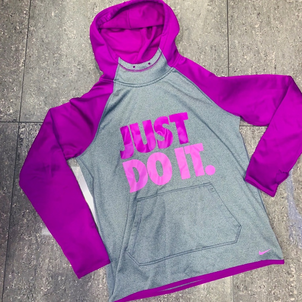 Nike Women’s Gray/purple Hoodie Just do it Logo